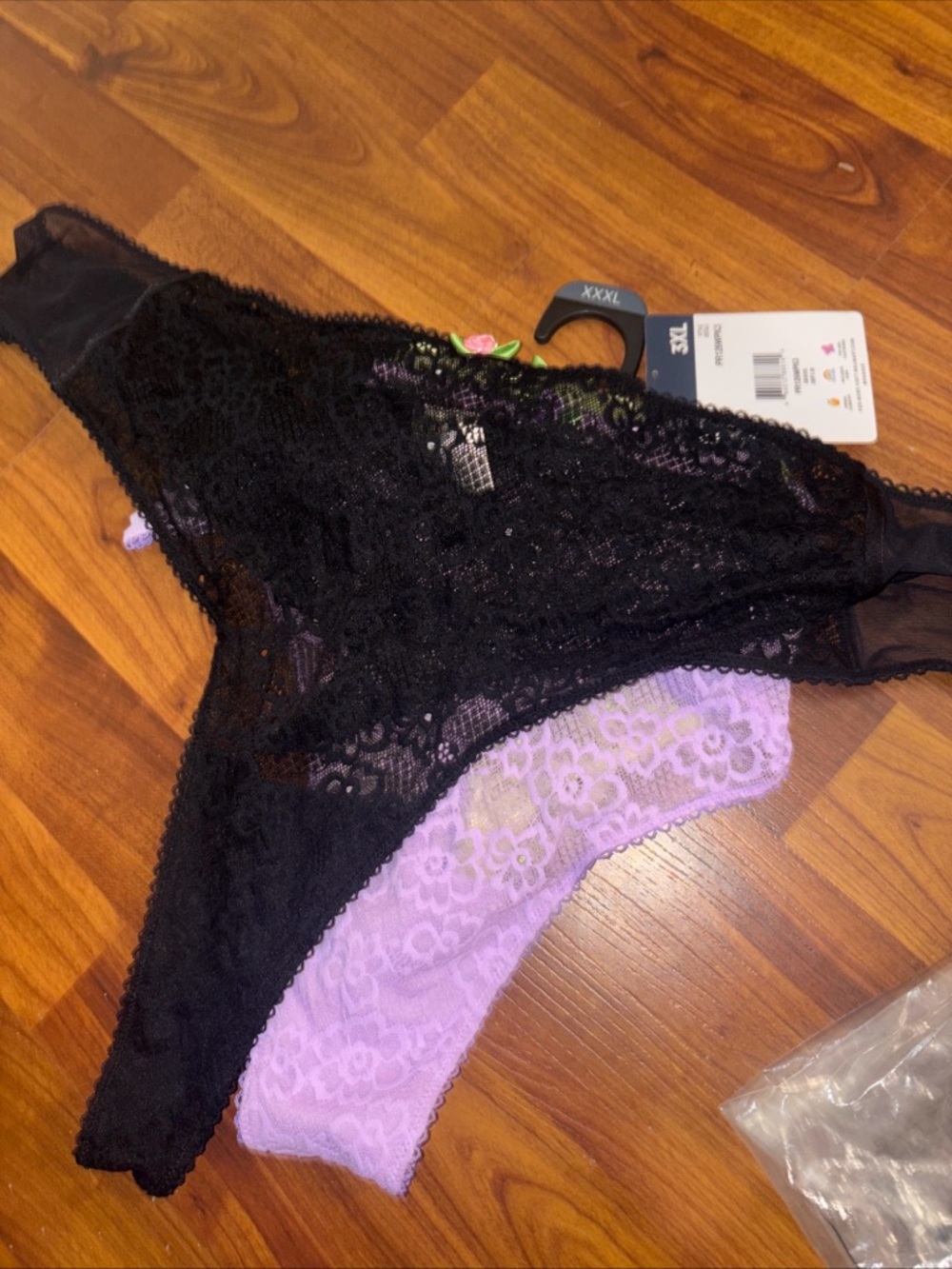 Parade Mesh Lace Thong Panties Nylon Blend Black Purple Green Juniors XXXL 3pk